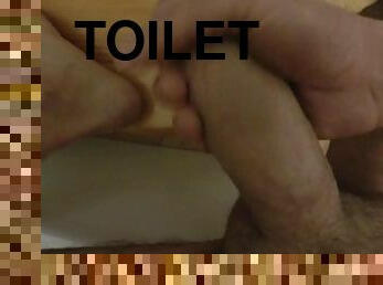 Enormous Big White Cock Masturbates On The Toilet