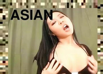 After Using a Vibrator on an Asian Slut, Two Hairy Guys Fuck Her