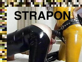 strapon, anal-sex, erotisch-mutti, deutsch, europäische, euro, latex, brunette