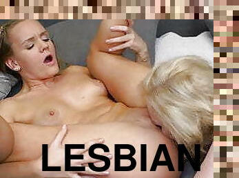 Lesbian 69 sex after a bath with busty mom