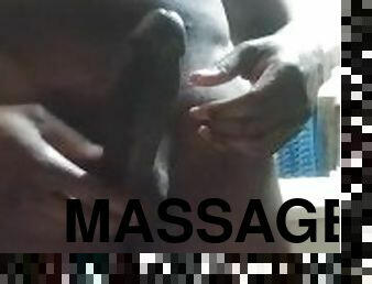 Large Chocolate Cock And Dick Hand Massage In The Bathroom