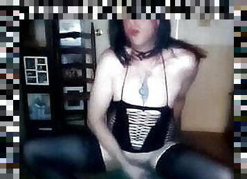onani, transvestit, kæmpestor-pik, strømper, undertøj, webcam, amerikansk, engel, solo