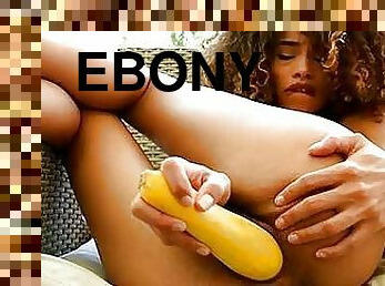 Ebony Beauty Cecilia Lion Fucks Her Hairy Pussy