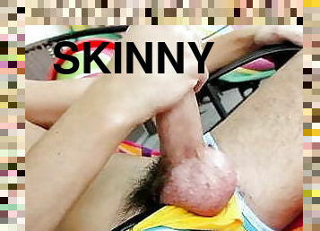 Skinny twink in undies Damon Archer masturbates and cums