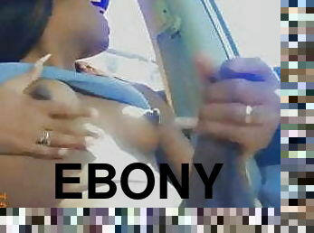 Sexy Ebony Tranny Jerks Off in Her Car