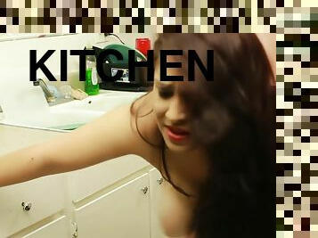 Daisy Dabs in the Kitchen: Amateur latina gets bent over and facial