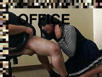 Exposed Crossdresser has to satisfy the Office Manager