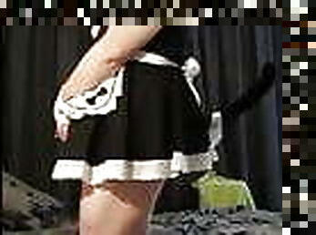 Chubby Femboy Cat Maid being Naughty