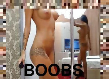 Big-boobs webcamgirl stiptease hot show