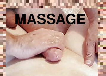 Handjob with cock and balls massage