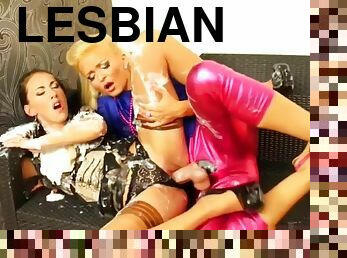 Cocksucking bukkake covered lesbian straponfucked at gloryhol