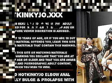 Maid Hotkinkyjo in elbow anal fisting, belly bulge &amp; prolapse