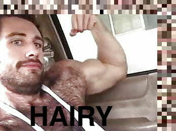 Gay Sex : Sexy hairy chest bear, jack off in car.