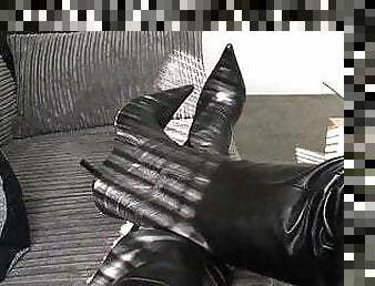 Relaxing In My Leather Pants And Stiletto Boots