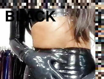 Black latex girl sexy dancing