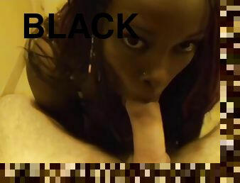 Black model sucks some hard dick