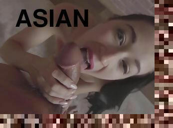 POV GFE First Time Sucking Thick Asian Cock on Camera + Huge Facial Swallow
