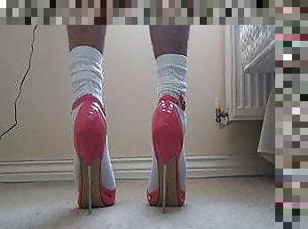 New Pink High Heels and White Socks