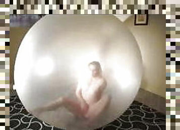 Pop and masturbing inside giant balloon