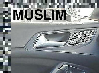 Horny Muslim has sex in the car with black dick 