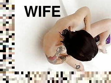 Wife Lea showering and shaving.  Hidden Cam