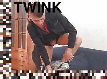 Gay twink jerking his dong