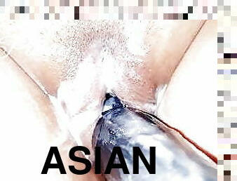 asiatique, cul, masturbation, orgasme, chatte-pussy, giclée, jouet, maison, belle-femme-ronde, mignonne