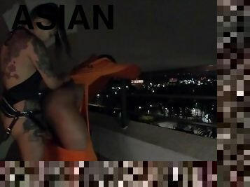 Escaped Inmate Pegged By A Sexy Asian Cop On Hotel Balcony