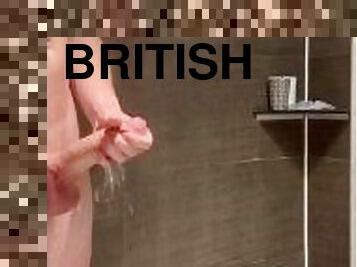 Stroking my huge cock in the shower