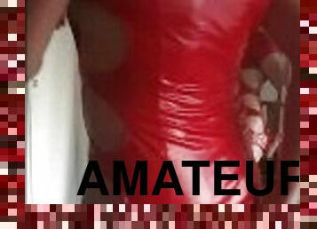 Anouk Tranny Slut - Red Latex Anal Gape Play
