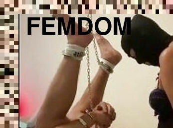 FEMDOM pegging subs ass while shackled to the ceiling part 1