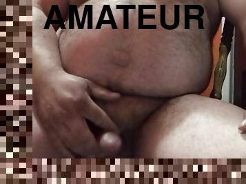 Solo male masturbates with cum shot