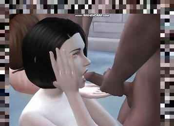 Two Girls Have Interracial Sex in Jacuzzi with Black Guys - Sexual hot Animations