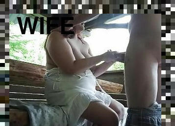 Dogging wife suck stranger cock in nature