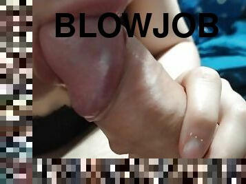 Extreme close up blowjob with cum in mouth and swallow
