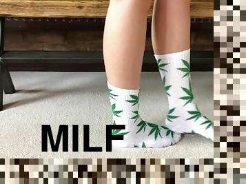 SEXY GIRL SHOWS 420 SOCK FOOT FETISH AND SMOKING HOT FEET