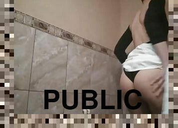 Quick innocent show in a public toilet