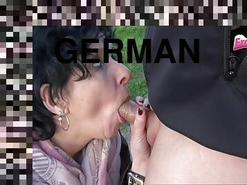 German Old Granny Have Outdoor Public Sex With Young Cock