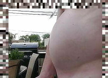 Daddy stroking cock outdoors