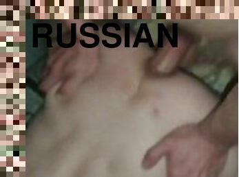 A thick cock of a Russian guy hammers his brother's skinny ass