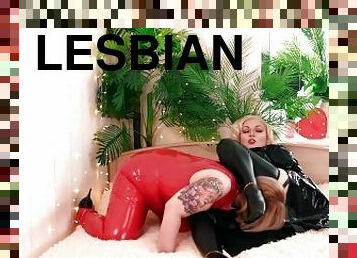 Lesbian Strap on Suck Training Positive FemDom Free Porn video with Arya Grander
