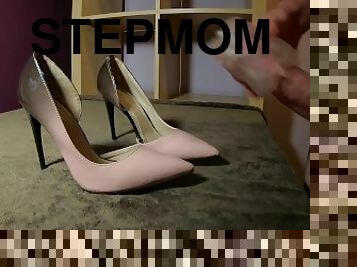 Using a Fleshligt Quickshot to jerk off an cum all over my stepmoms work shoes