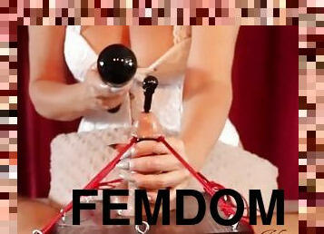 Femdom Urethral cock sounding CBT tied cock & vibrator orgasm