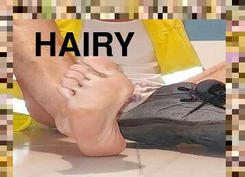 Master With Hairy Ass Cum On His Feet