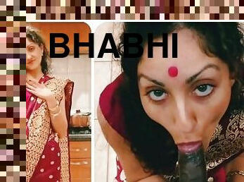 POV desi bhabhi in saree gives horny lonely devar a blowjob - hindi Bollywood porn story Sexy Jill