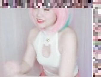 Cat Girl Pink Hair Dance MMD Anime Girl Cosplay