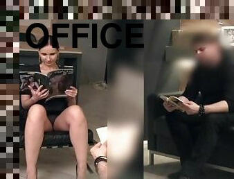Silence. Jeny Smith with no panties teasing a man. Office prank
