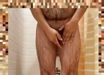 Hairy Chubby Married Dad Takes a Shower