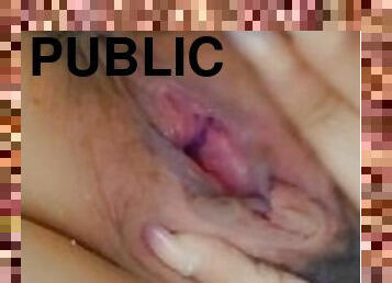 Public bathroom pussy play