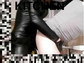 Cheap sissy slut works with slutty ass in kitchen- full clip on my Onlyfans (link in bio)